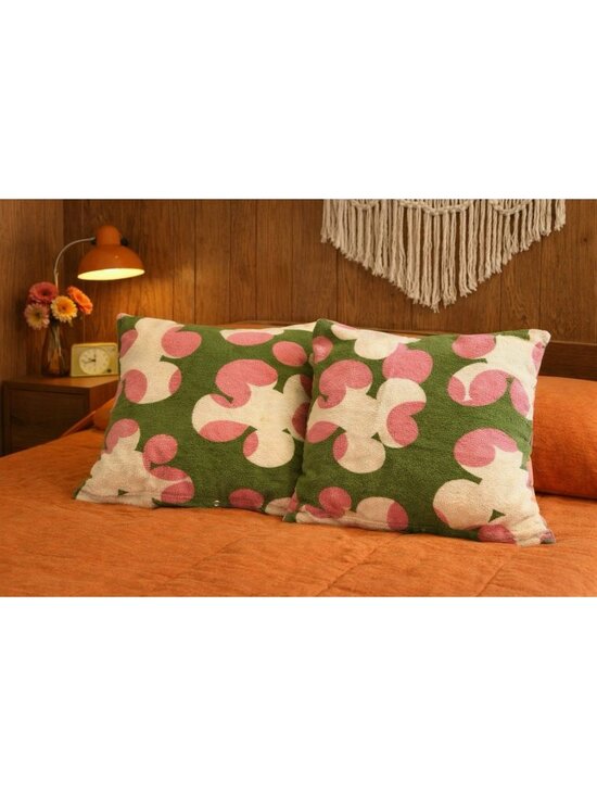 Handmade Other - 2 Vintage 70s Mod Terry Cloth Pillow Covers Pink Green Floral Retro Upcycled 28”